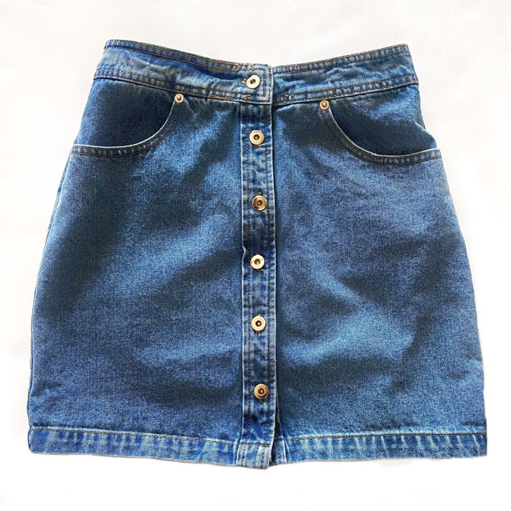 HONEY PUNCH Size Small Blue Denim Button Front Mini Skirt